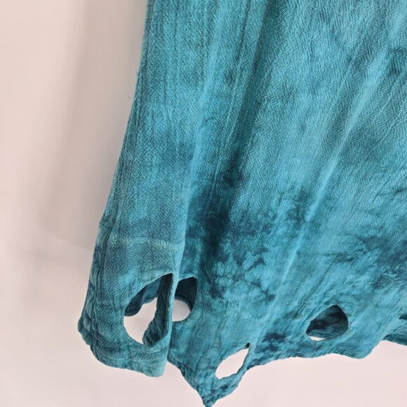 Cotton ways size 1 SM Med Peacock tie dye Giselle keyhole Teardrop gauze top - Picture 3 of 9